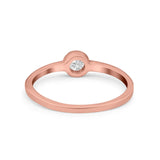 Petite Dainty Wedding Ring Bezel Simulated Cubic Zirconia 925 Sterling Silver