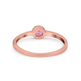 Petite Dainty Wedding Ring Bezel Simulated Cubic Zirconia 925 Sterling Silver