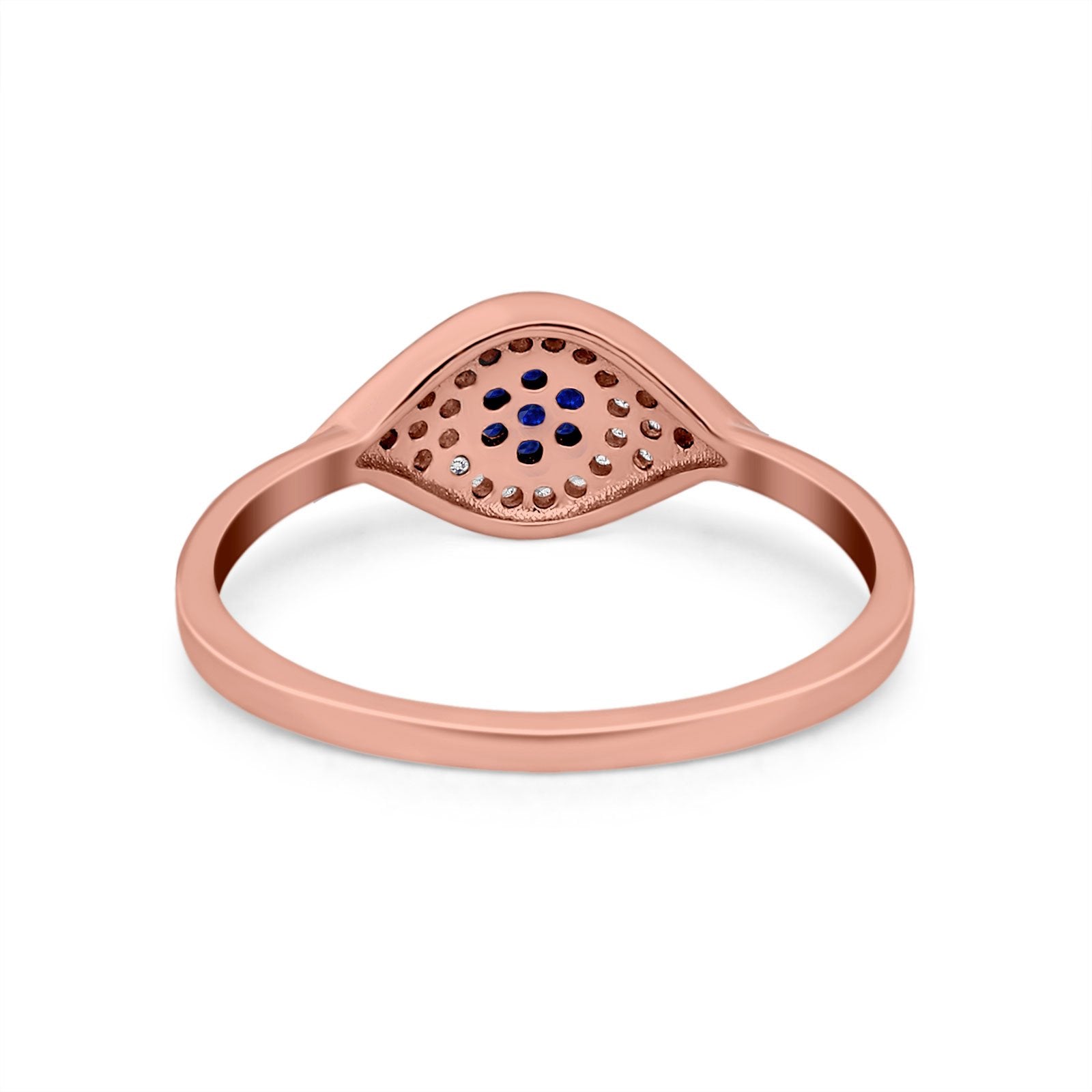 Evil Eye Ring Pave Simulated Blue Sapphire Cubic Zirconia 925 Sterling Silver