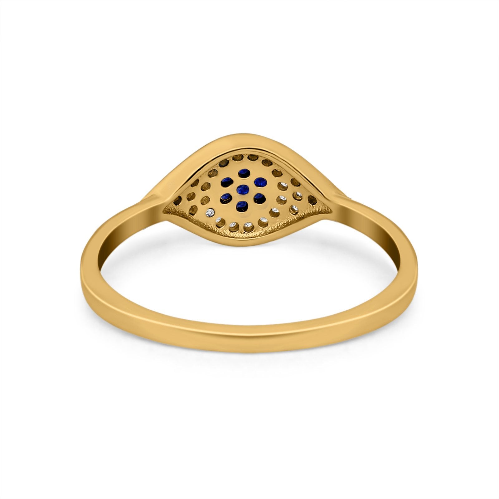 Evil Eye Ring Pave Simulated Blue Sapphire Cubic Zirconia 925 Sterling Silver