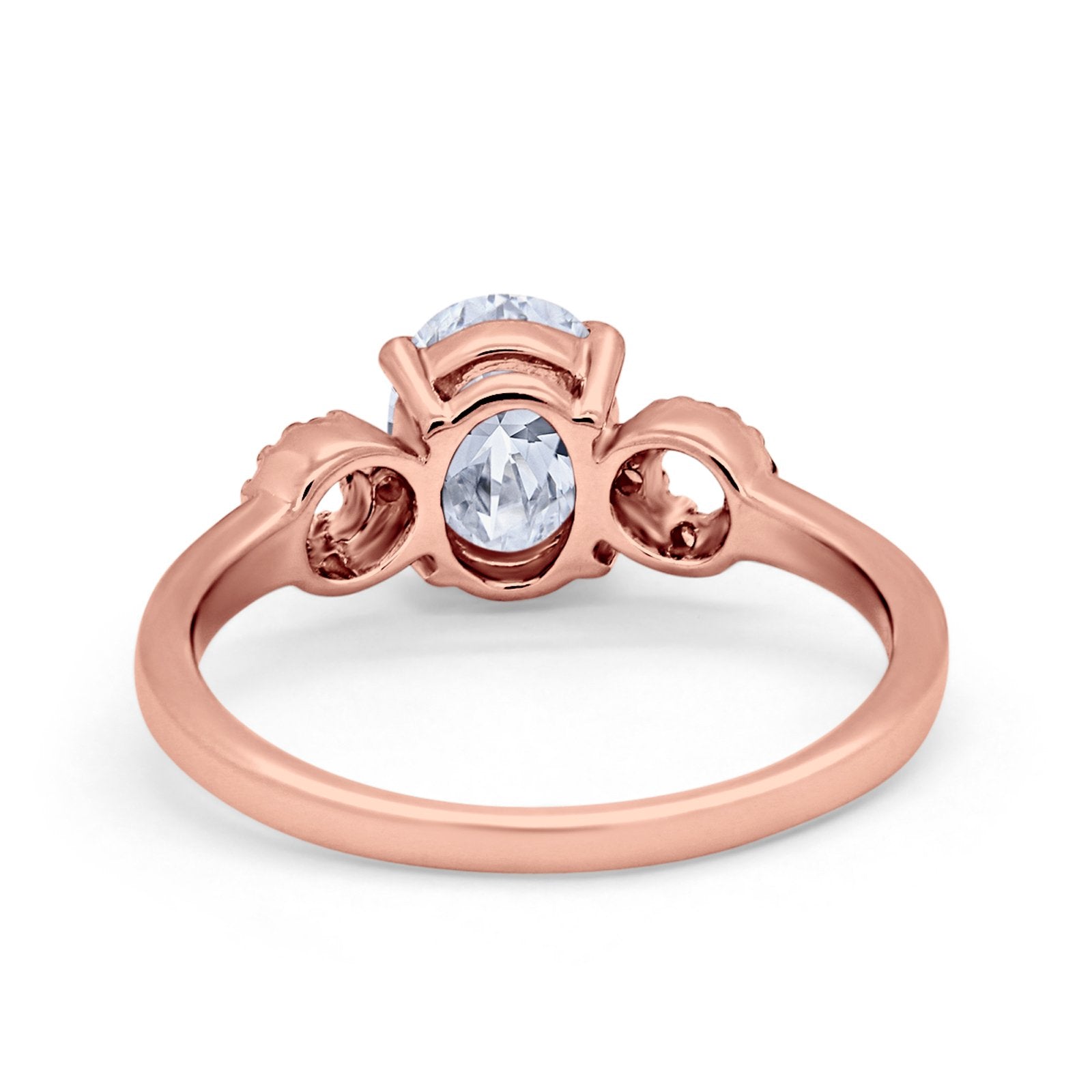 Art Deco Oval Solitaire Wedding Ring Simulated Cubic Zirconia 925 Sterling Silver