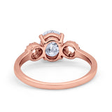 Art Deco Oval Solitaire Wedding Ring Simulated Cubic Zirconia 925 Sterling Silver