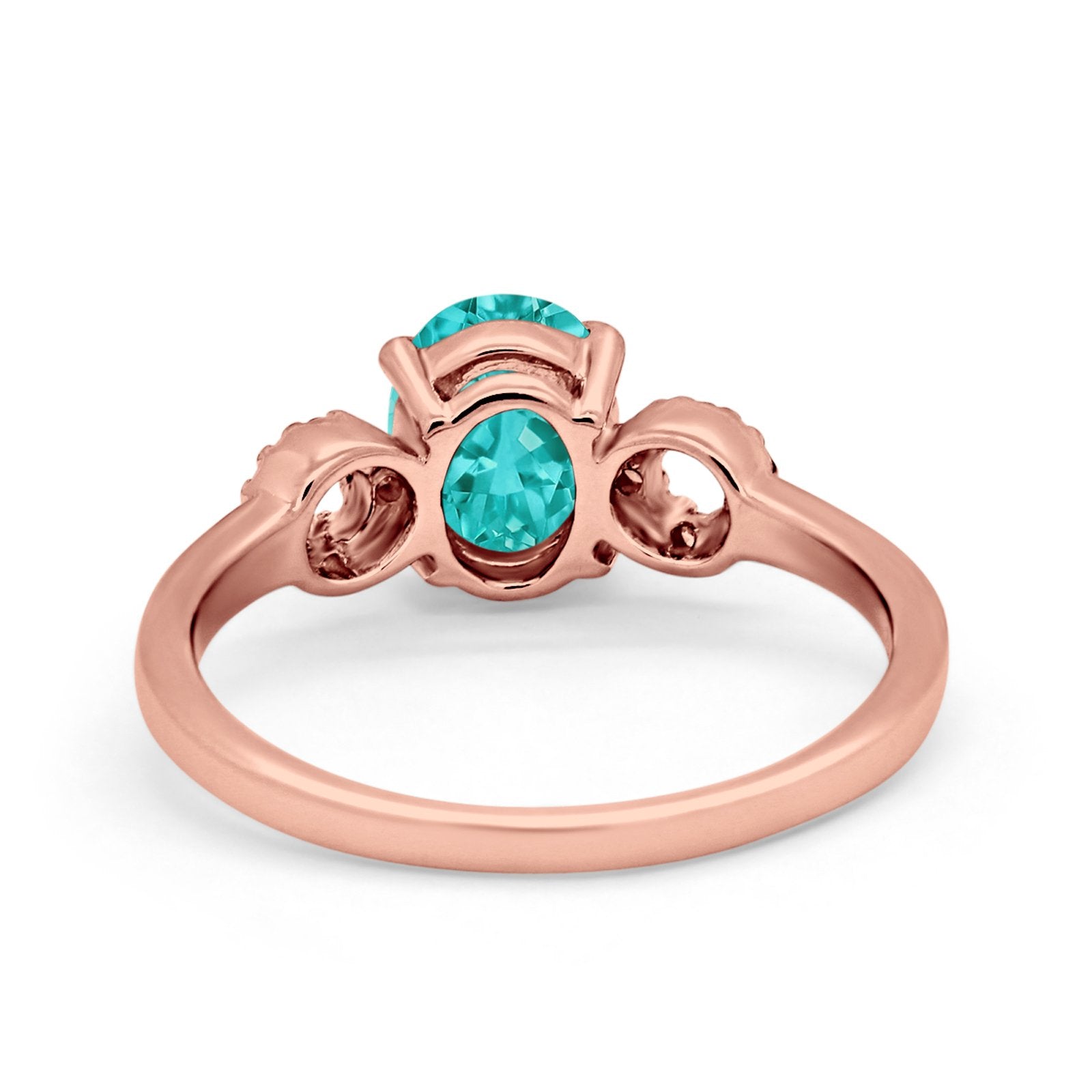 Art Deco Oval Solitaire Wedding Ring Simulated Cubic Zirconia 925 Sterling Silver