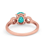 Art Deco Oval Solitaire Wedding Ring Simulated Cubic Zirconia 925 Sterling Silver