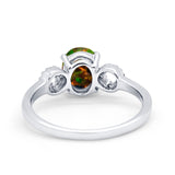 Art Deco Oval Solitaire Wedding Ring Simulated Cubic Zirconia 925 Sterling Silver