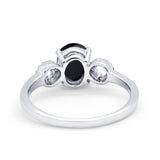 Art Deco Oval Solitaire Wedding Ring Simulated Cubic Zirconia 925 Sterling Silver