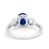 Art Deco Oval Solitaire Wedding Ring Simulated Cubic Zirconia 925 Sterling Silver