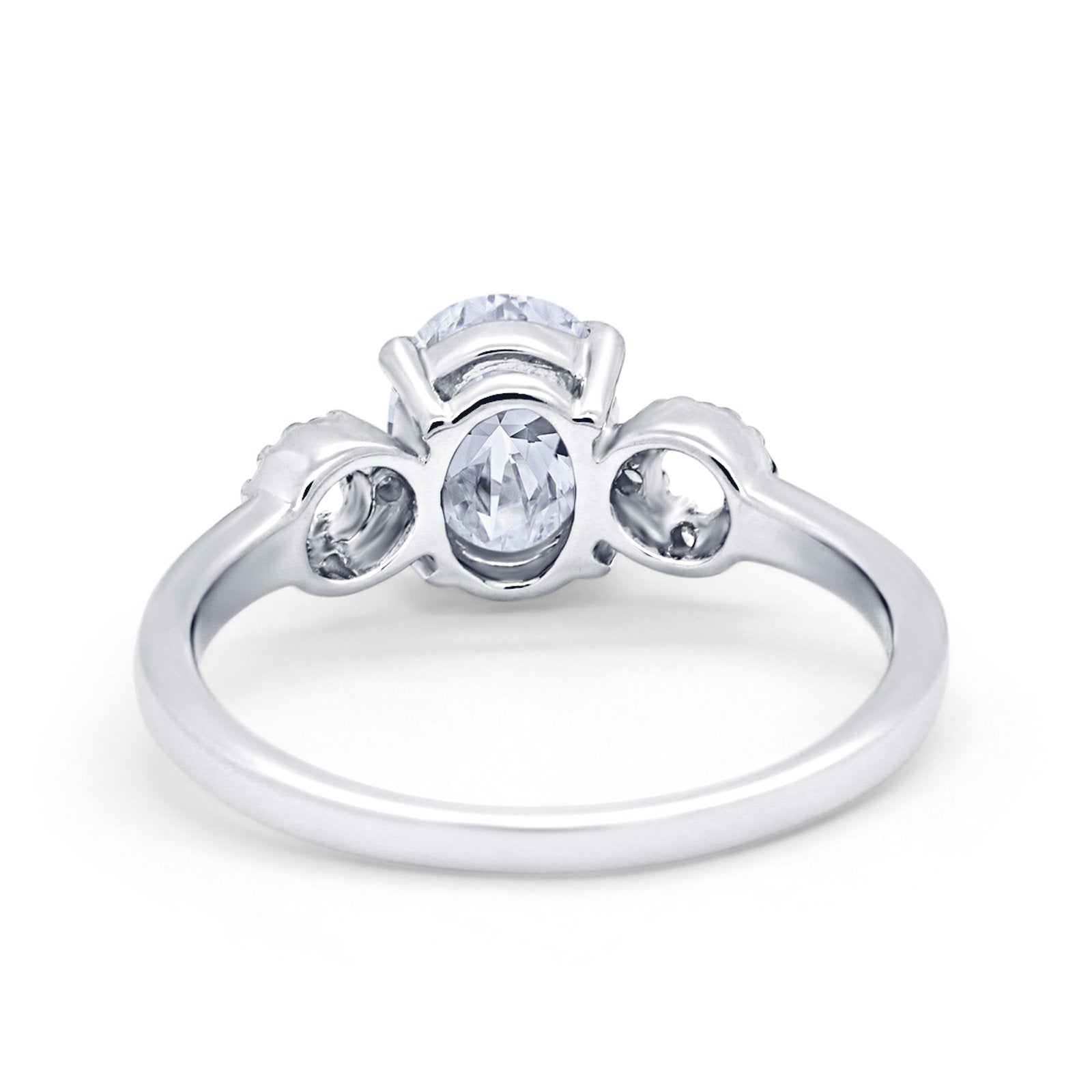 Art Deco Oval Solitaire Wedding Ring Simulated Cubic Zirconia 925 Sterling Silver