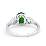 Art Deco Oval Solitaire Wedding Ring Simulated Cubic Zirconia 925 Sterling Silver