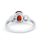 Art Deco Oval Solitaire Wedding Ring Simulated Cubic Zirconia 925 Sterling Silver