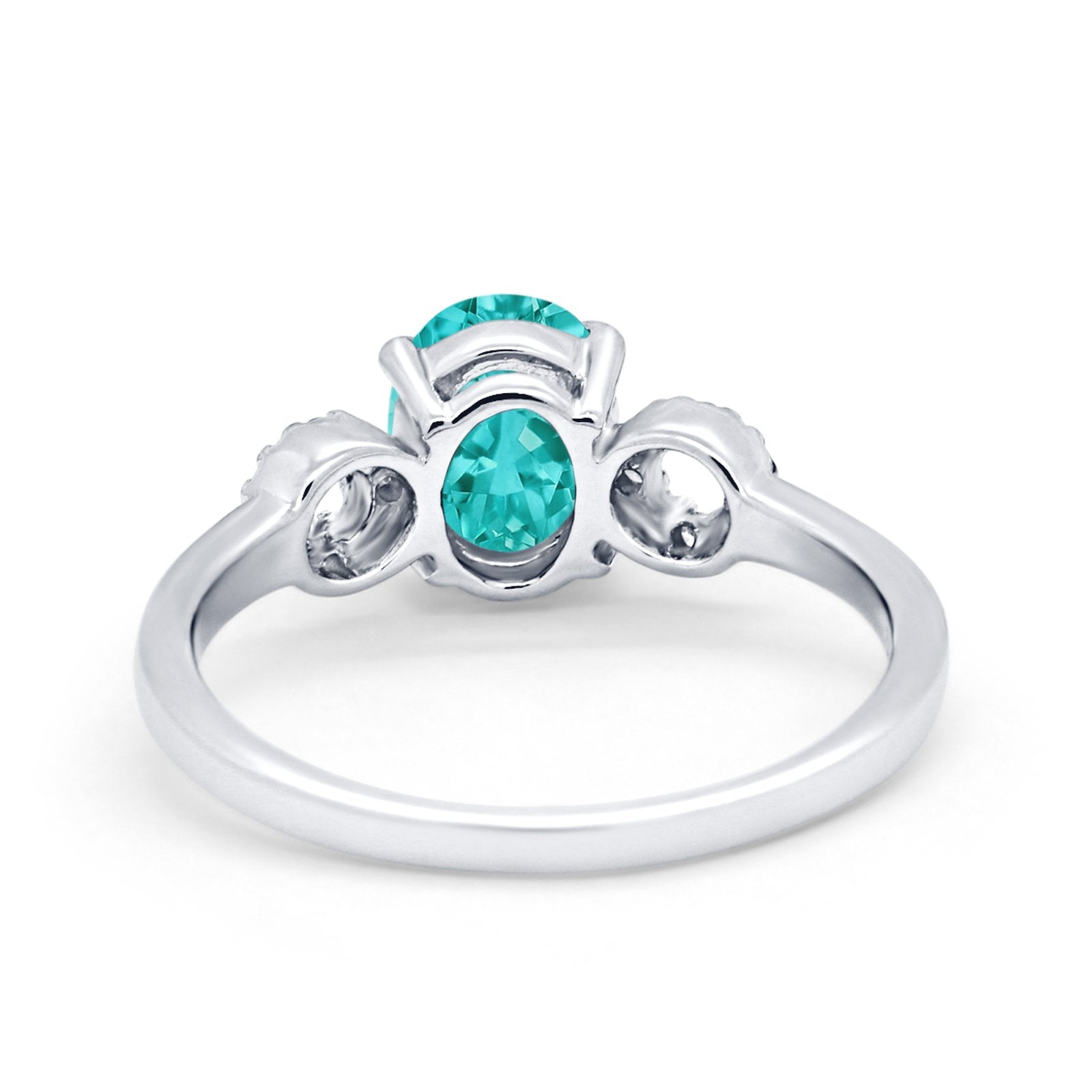 Art Deco Oval Solitaire Wedding Ring Simulated Cubic Zirconia 925 Sterling Silver