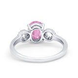 Art Deco Oval Solitaire Wedding Ring Simulated Cubic Zirconia 925 Sterling Silver