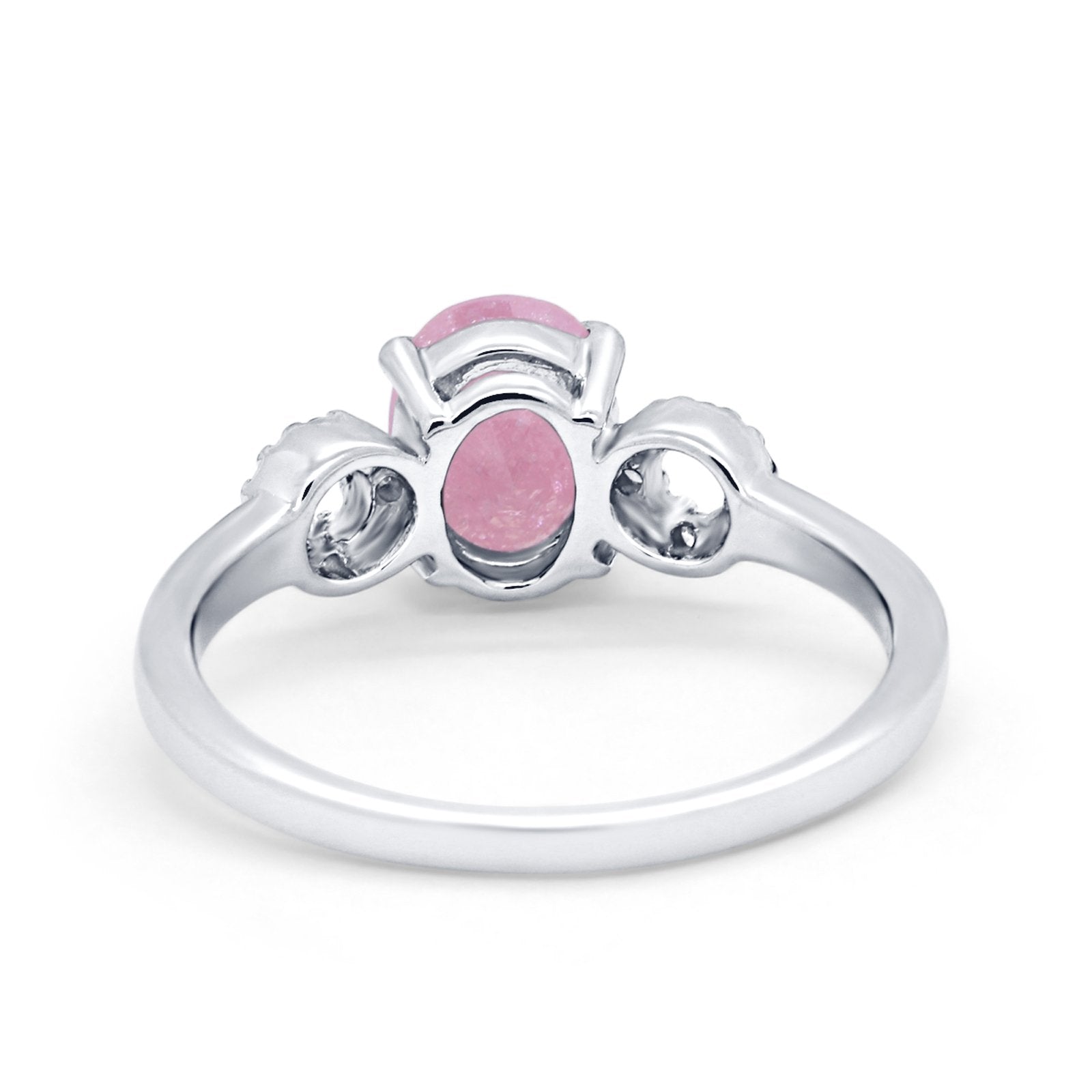 Art Deco Oval Solitaire Wedding Ring Simulated Cubic Zirconia 925 Sterling Silver