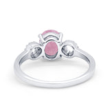 Art Deco Oval Solitaire Wedding Ring Simulated Cubic Zirconia 925 Sterling Silver