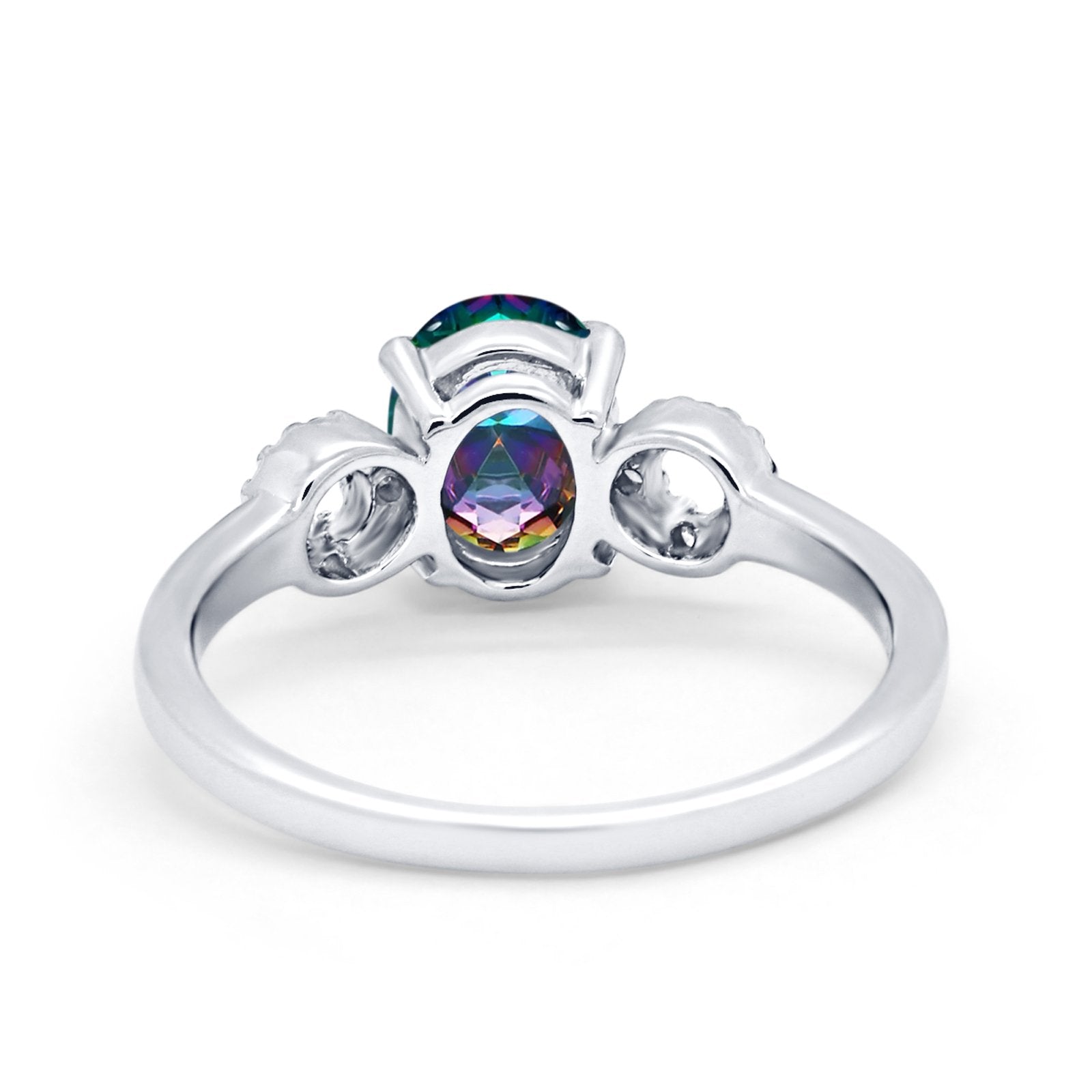 Art Deco Oval Solitaire Wedding Ring Simulated Cubic Zirconia 925 Sterling Silver