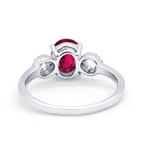 Art Deco Oval Solitaire Wedding Ring Simulated Cubic Zirconia 925 Sterling Silver