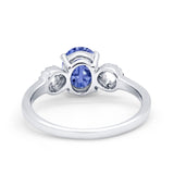 Art Deco Oval Solitaire Wedding Ring Simulated Cubic Zirconia 925 Sterling Silver