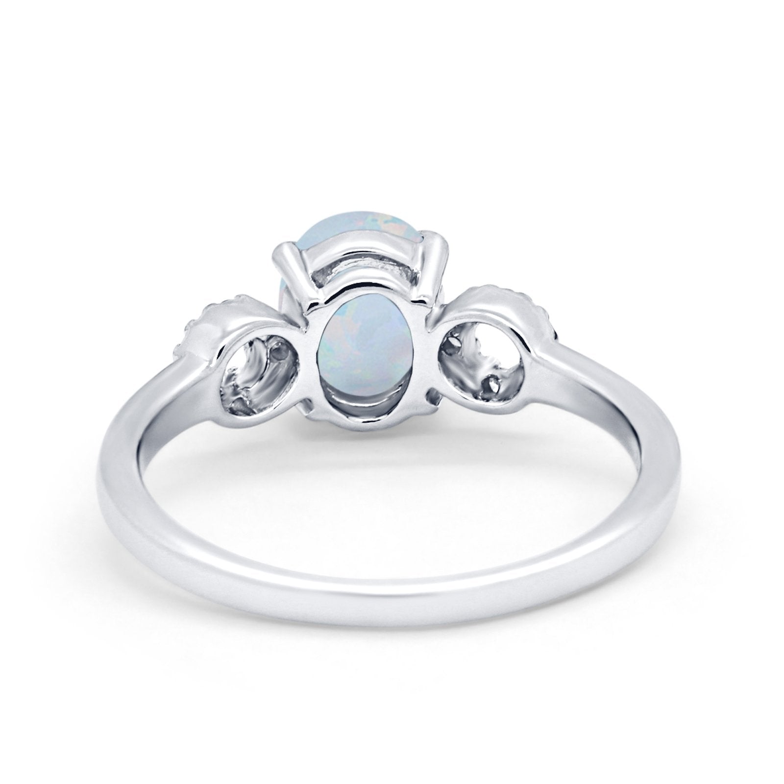 Art Deco Oval Solitaire Wedding Ring Simulated Cubic Zirconia 925 Sterling Silver