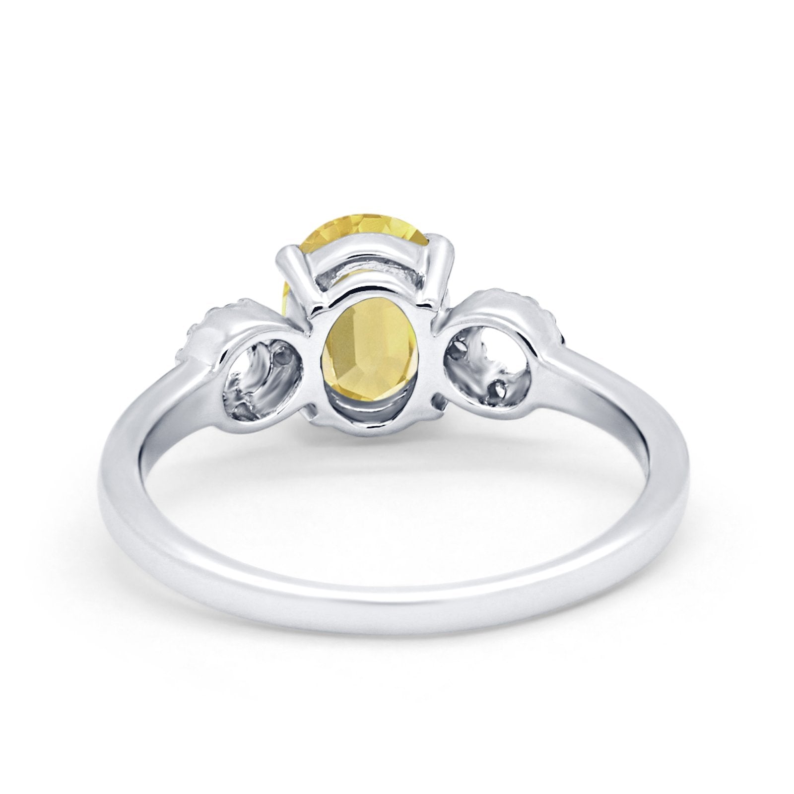 Art Deco Oval Solitaire Wedding Ring Simulated Cubic Zirconia 925 Sterling Silver