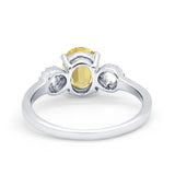 Art Deco Oval Solitaire Wedding Ring Simulated Cubic Zirconia 925 Sterling Silver