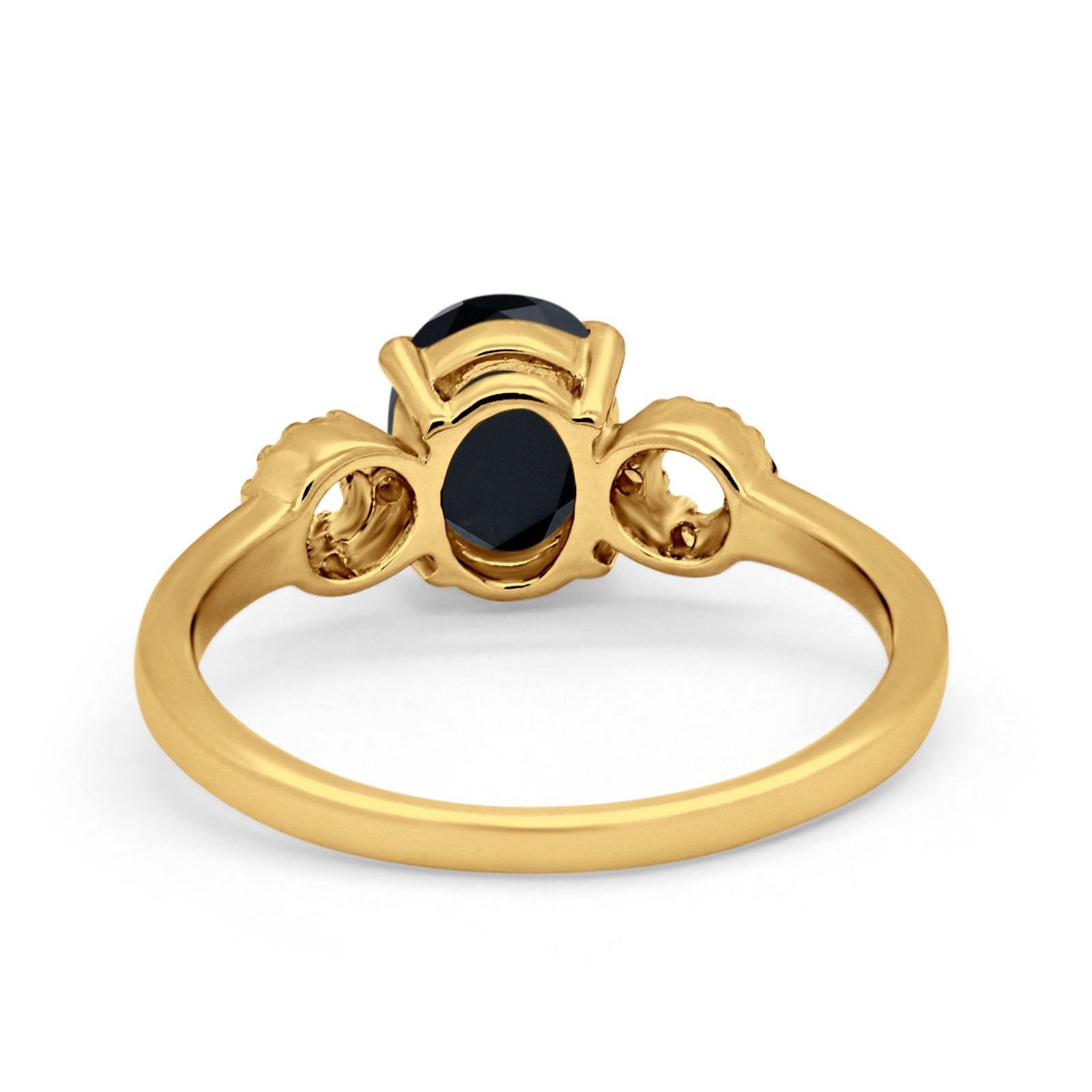 Art Deco Oval Solitaire Wedding Ring Simulated Cubic Zirconia 925 Sterling Silver