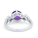 Art Deco Solitaire Wedding Ring Simulated Cubic Zirconia 925 Sterling Silver