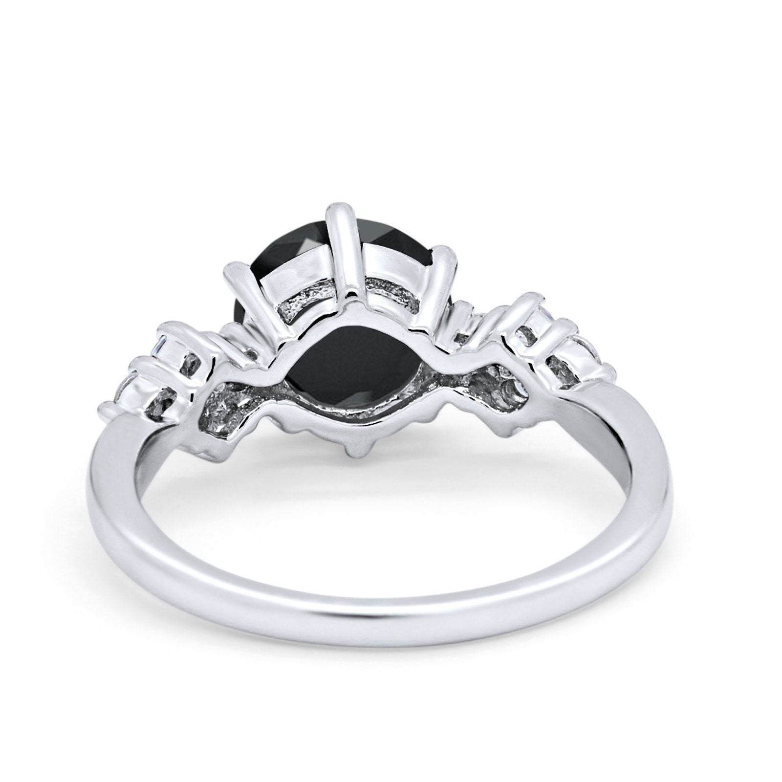 Art Deco Solitaire Wedding Ring Simulated Cubic Zirconia 925 Sterling Silver