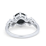 Art Deco Solitaire Wedding Ring Simulated Cubic Zirconia 925 Sterling Silver