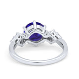 Art Deco Solitaire Wedding Ring Simulated Cubic Zirconia 925 Sterling Silver