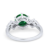 Art Deco Solitaire Wedding Ring Simulated Cubic Zirconia 925 Sterling Silver