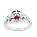 Art Deco Solitaire Wedding Ring Simulated Cubic Zirconia 925 Sterling Silver