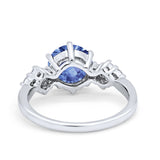 Art Deco Solitaire Wedding Ring Simulated Cubic Zirconia 925 Sterling Silver