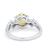 Art Deco Solitaire Wedding Ring Simulated Cubic Zirconia 925 Sterling Silver