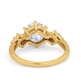 Art Deco Solitaire Wedding Ring Simulated Cubic Zirconia 925 Sterling Silver