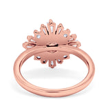 Halo Floral Style Vintage Wedding Ring Simulated Cubic Zirconia 925 Sterling Silver