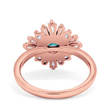 Halo Floral Style Vintage Wedding Ring Simulated Cubic Zirconia 925 Sterling Silver