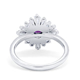 Halo Floral Style Vintage Wedding Ring Simulated Cubic Zirconia 925 Sterling Silver