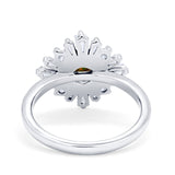 Halo Floral Style Vintage Wedding Ring Simulated Cubic Zirconia 925 Sterling Silver