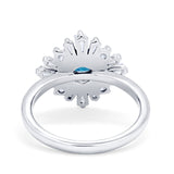 Halo Floral Style Vintage Wedding Ring Simulated Cubic Zirconia 925 Sterling Silver