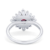 Halo Floral Style Vintage Wedding Ring Simulated Cubic Zirconia 925 Sterling Silver