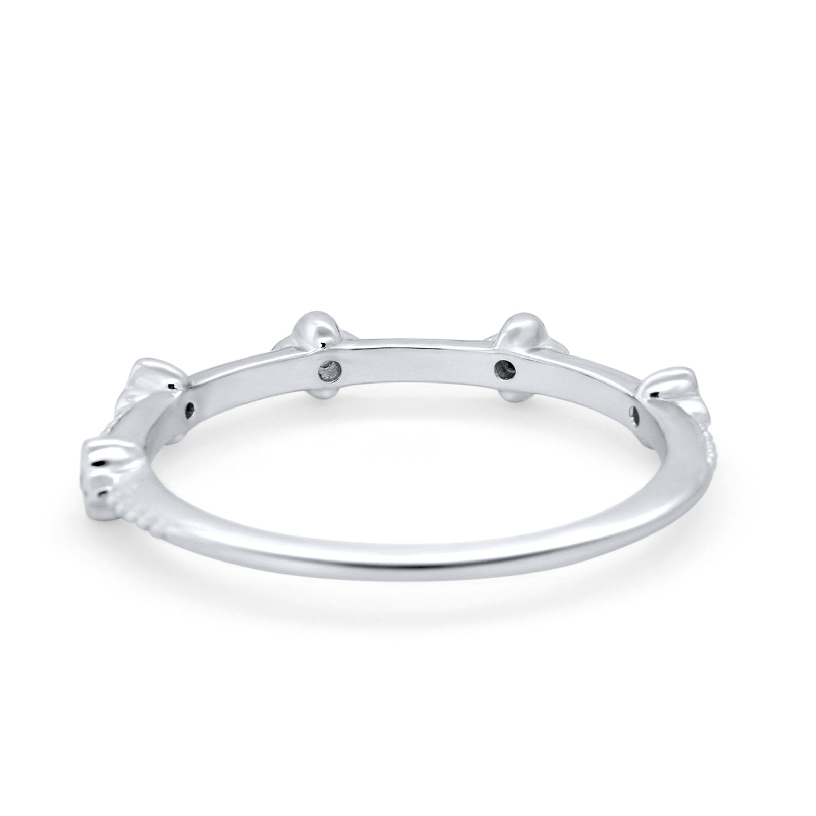 Art Deco Wedding Band Eternity Ring Round Simulated CZ 925 Sterling Silver