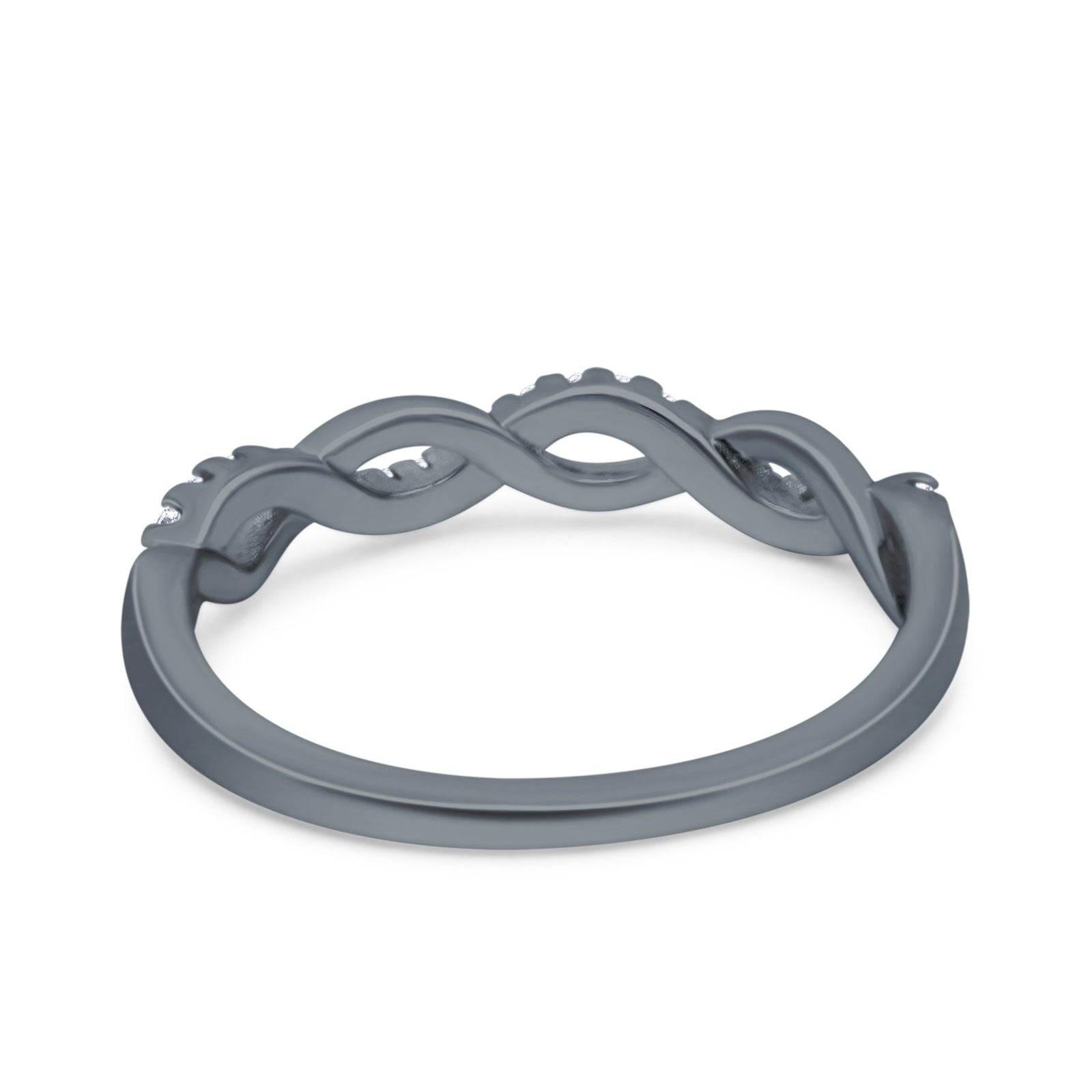 Half Eternity Infinity Twist Band Simulated Cubic Zirconia 925 Sterling Silver