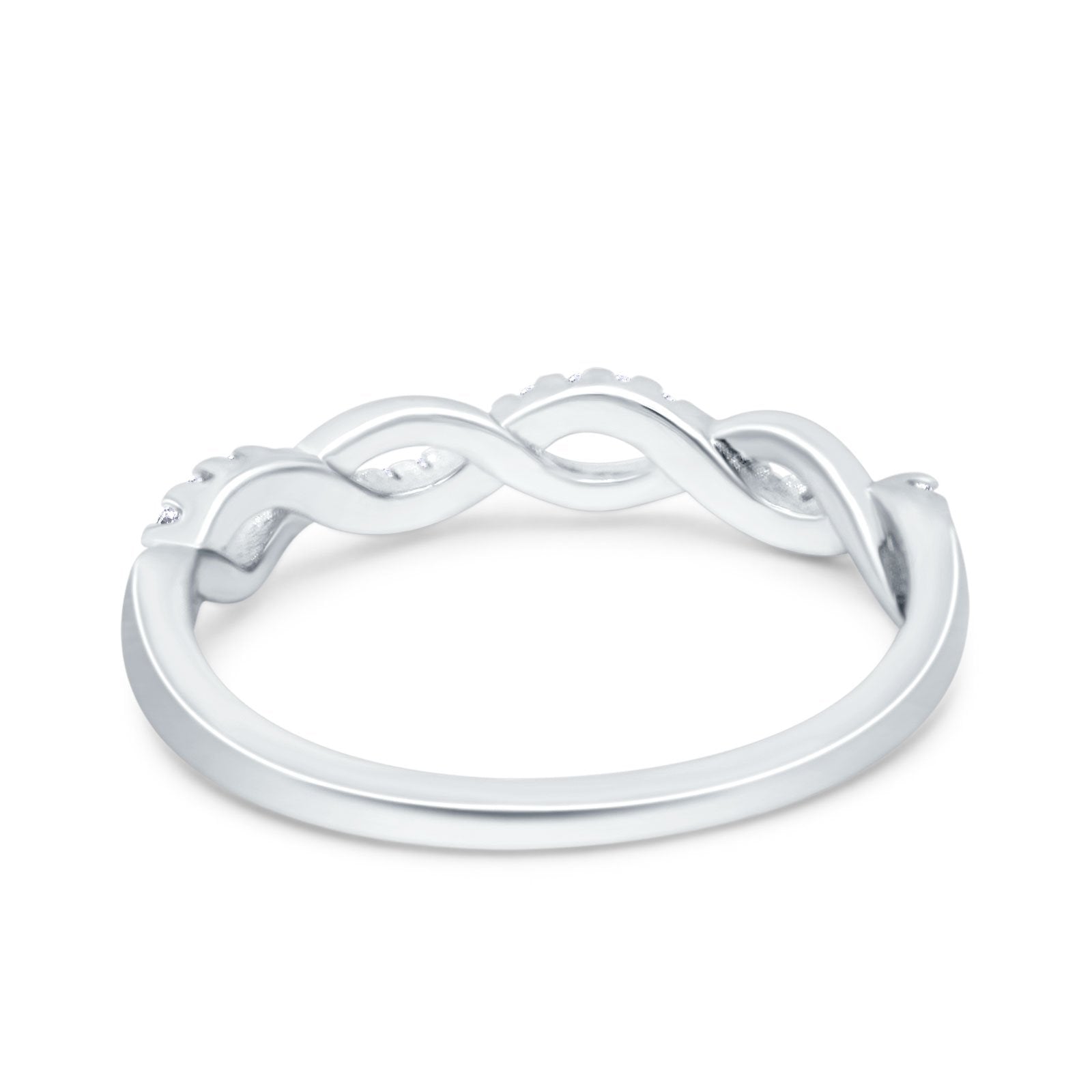 Half Eternity Infinity Twist Band Simulated Cubic Zirconia 925 Sterling Silver