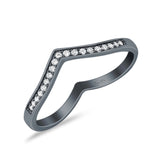 Half Eternity Heart Band Wedding Ring Round Simulated Cubic Zirconia 925 Sterling Silver (4mm)