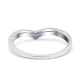 Art Deco Half Eternity Stackable Curved V Chevron Midi Band Wedding Engagement Ring Simulated Cubic Zirconia 925 Sterling Silver