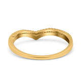 Art Deco Half Eternity Stackable Curved V Chevron Midi Band Wedding Engagement Ring Simulated Cubic Zirconia 925 Sterling Silver