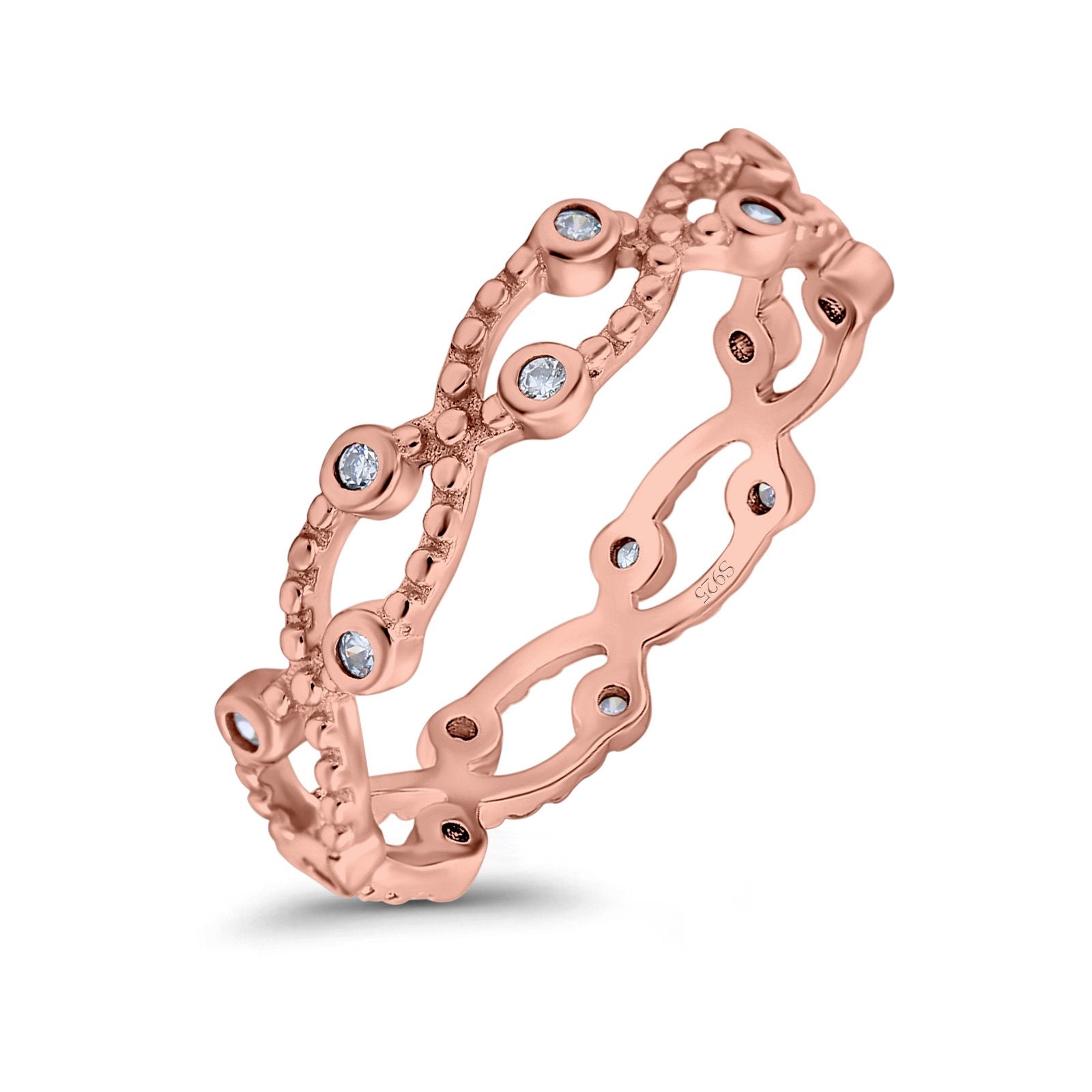 Eternity Band Engagement Wedding Ring Round Simulated Cubic Zirconia 925 Sterling Silver (4mm)