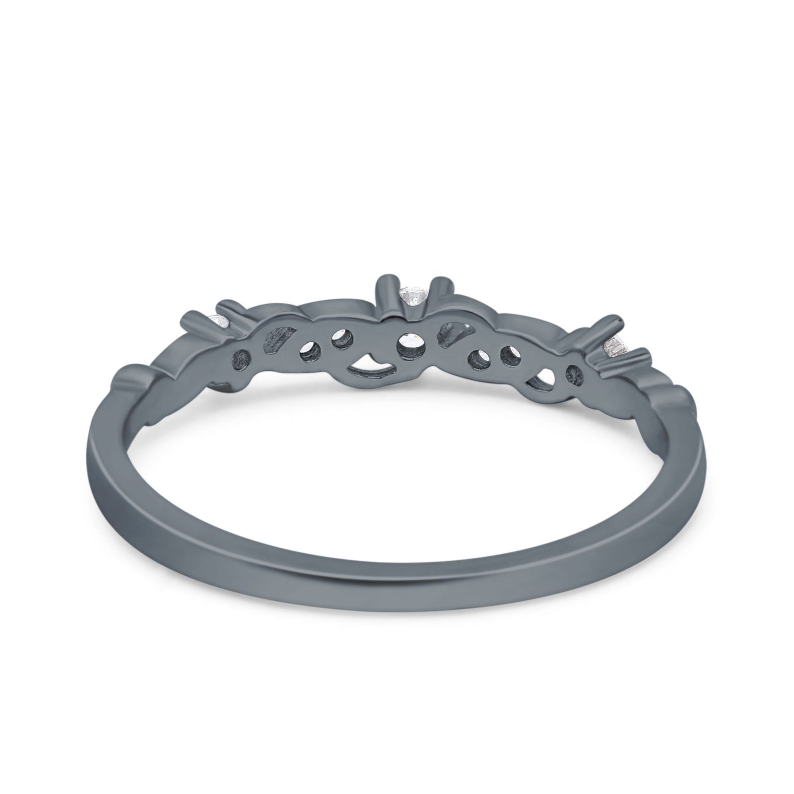 Fashion Solitaire Accent Ring Wedding Engagement Band Round Simulated Cubic Zirconia 925 Sterling Silver