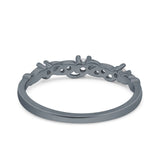 Fashion Solitaire Accent Ring Wedding Engagement Band Round Simulated Cubic Zirconia 925 Sterling Silver