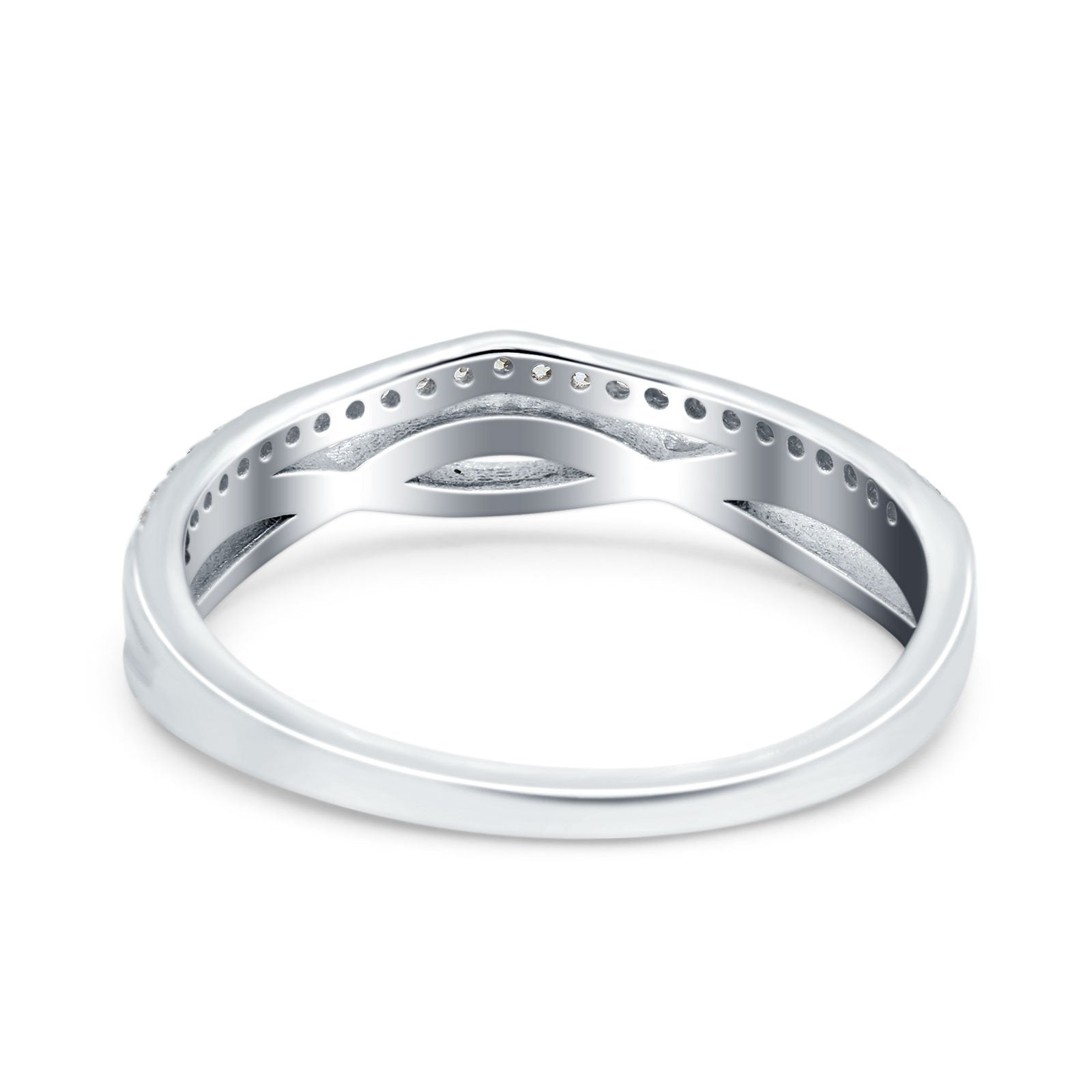 Infinity Shank Wedding Half Eternity Ring Round Simulated Cubic Zirconia 925 Sterling Silver